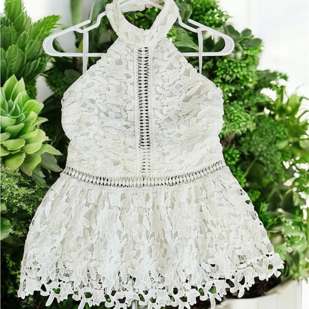 VENUS White Lace eyelet Halter Blouse